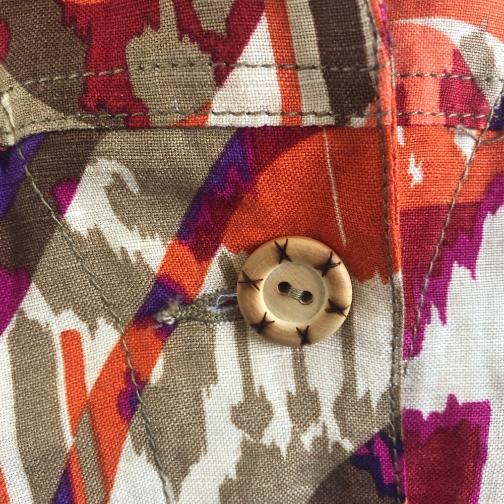 Ruby Rd Colorful Wood Button Linen Blend Jacket 14 - image 3